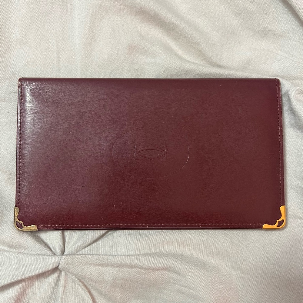 Vintage Cartier Bifold Long Wallet Bordeaux Unisex